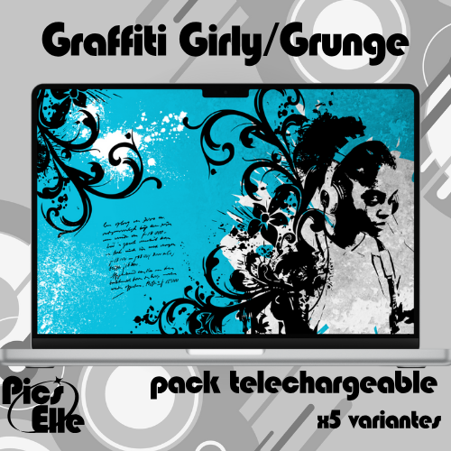 Fond d'écran Grunge et girly, effet pochoir - 5 pièces