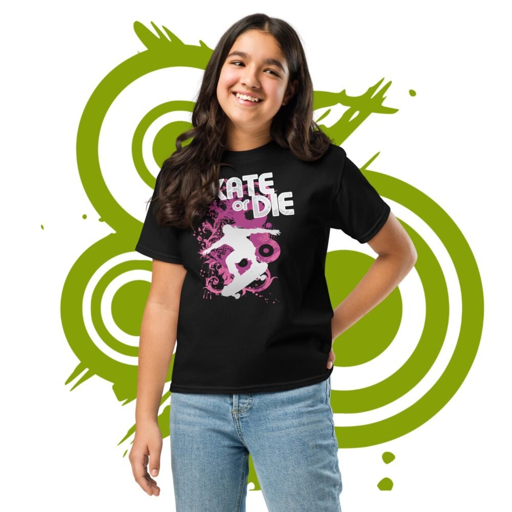 Youth classic tee - Pink Skate or die - Frutiger Metro