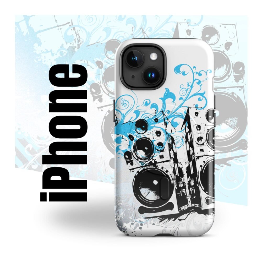 MagSafe® tough case for iPhone® - Y2K Grunge graffiti - Sky blue Boombox street Art