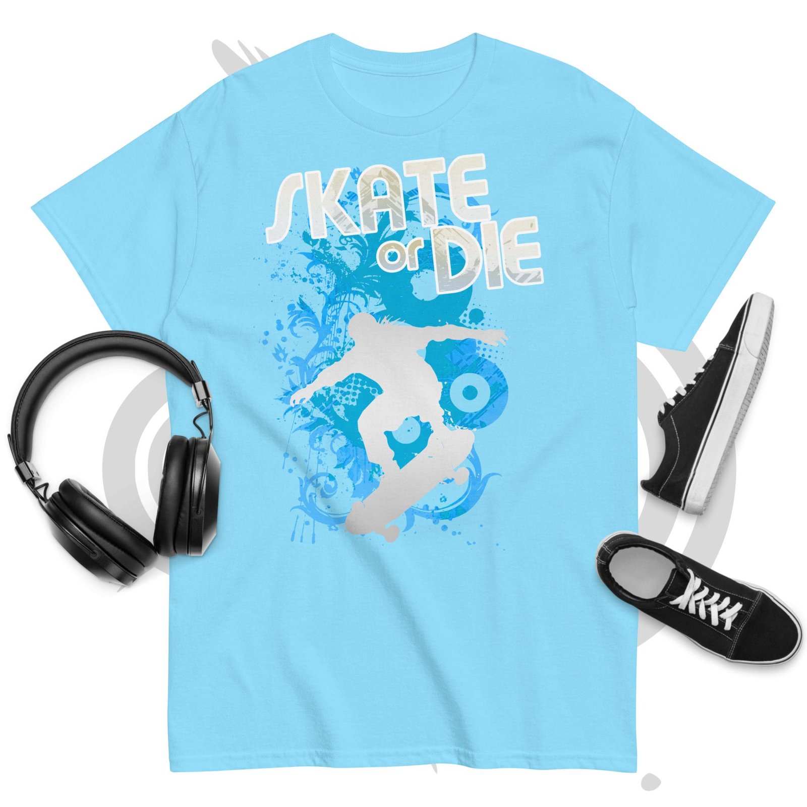 Unisex classic tee - Blue Skate or Die – Frutiger Metro – Image 6