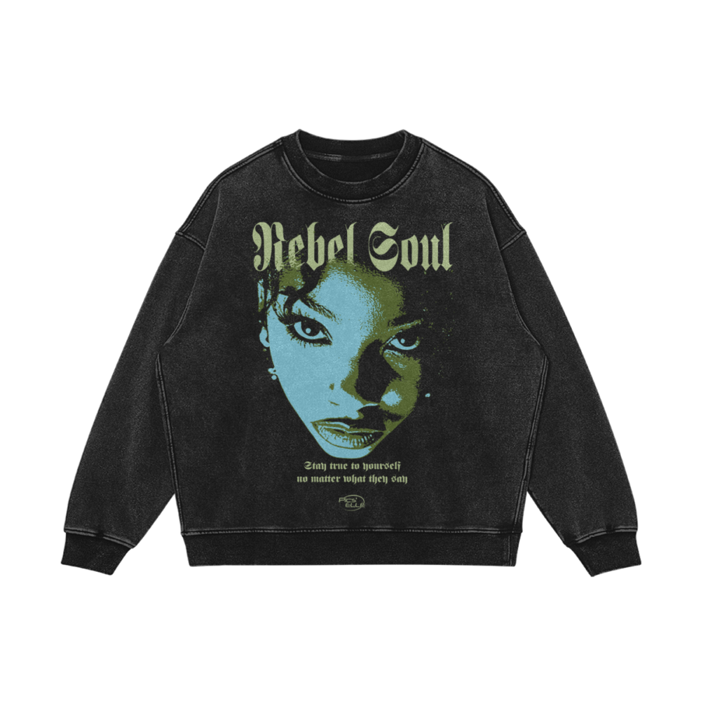 Vintage Oversized Crewneck Sweatshirt – “Rebel Soul”