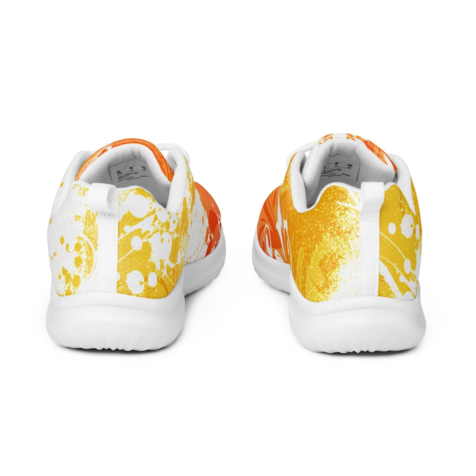 Women’s athletic shoes Frutiger Metro abstract graffiti – Orange and white vector garden urban art design – Image 3