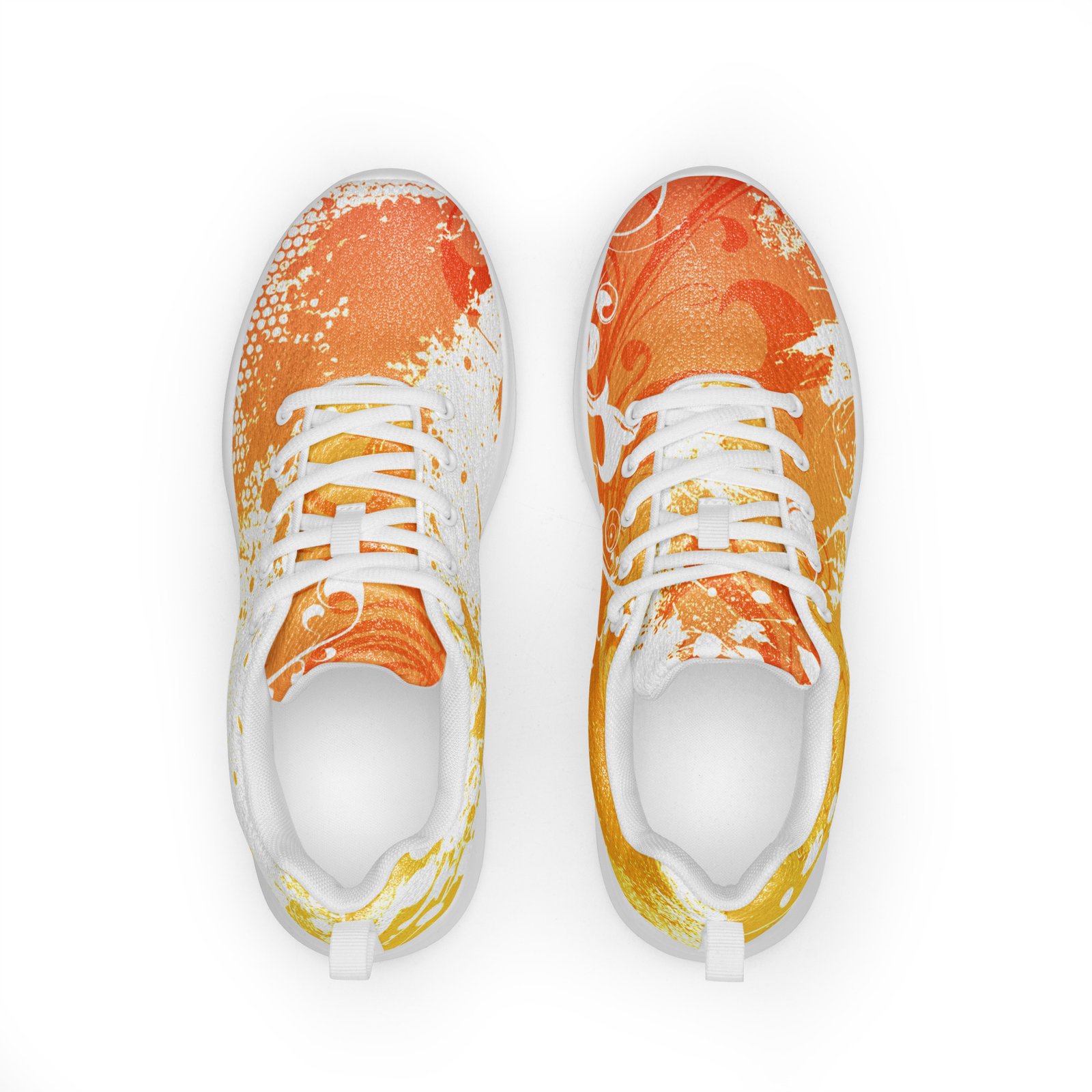 Women’s athletic shoes Frutiger Metro abstract graffiti – Orange and white vector garden urban art design – Image 6