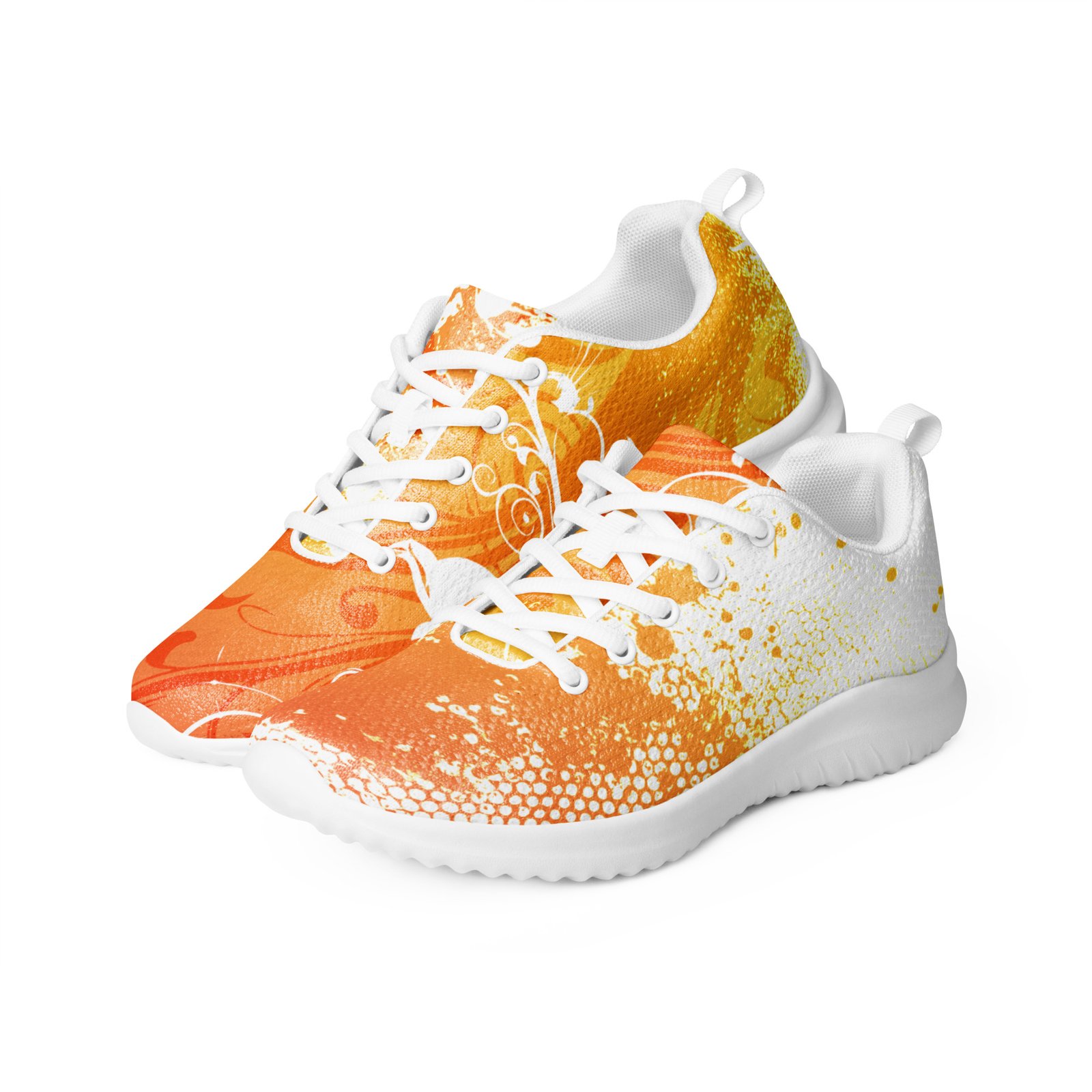 Women’s athletic shoes Frutiger Metro abstract graffiti – Orange and white vector garden urban art design – Image 8