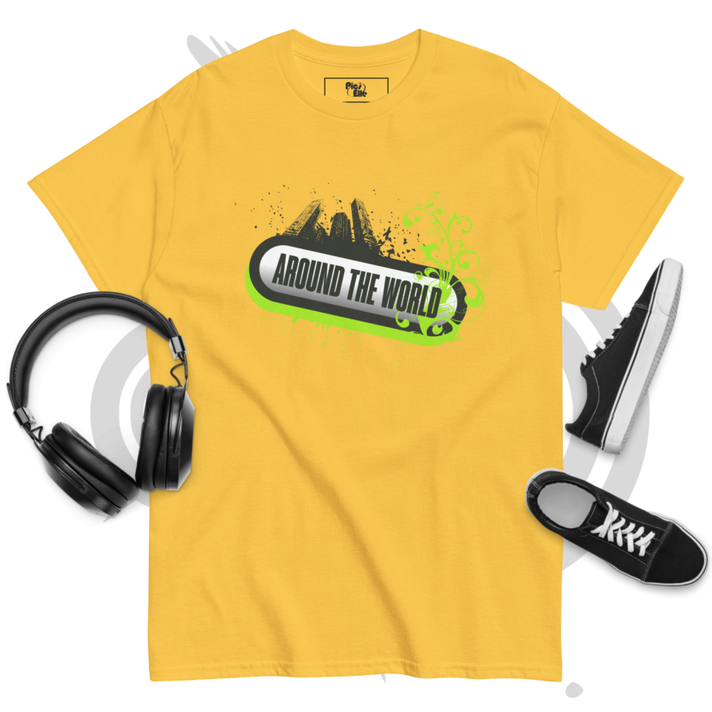 Unisex classic tee - Frutiger Metro graffiti Around the World Floral Neon