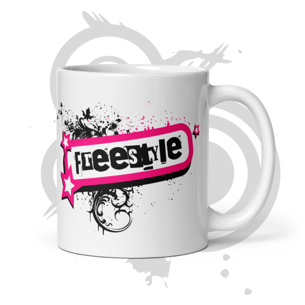White Glossy Mug – Freestyle Graffiti Emo Grunge Frutiger Metro Y2K Aesthetic Coffee Cup