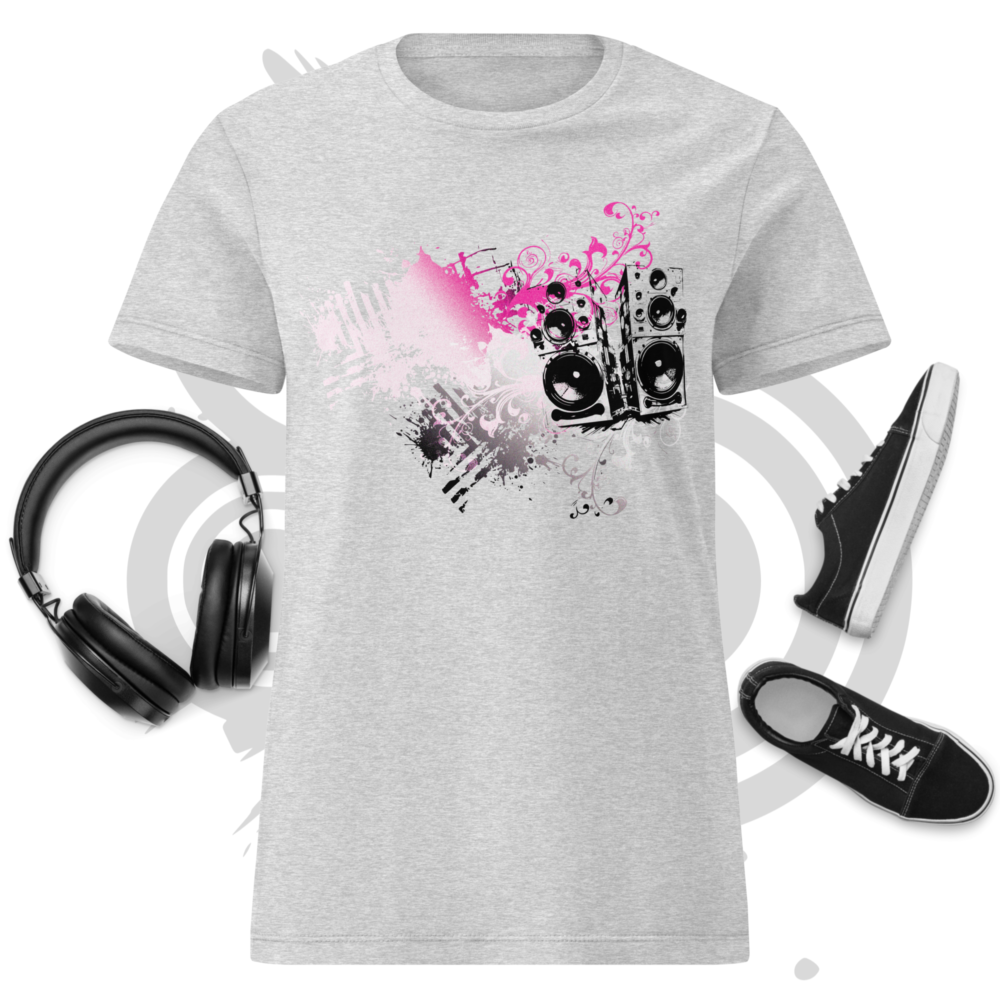 Women’s basic softstyle t-shirt - Manifest - Y2K Grunge graffiti – Candy pink Boombox street Art Frutiger Metro style