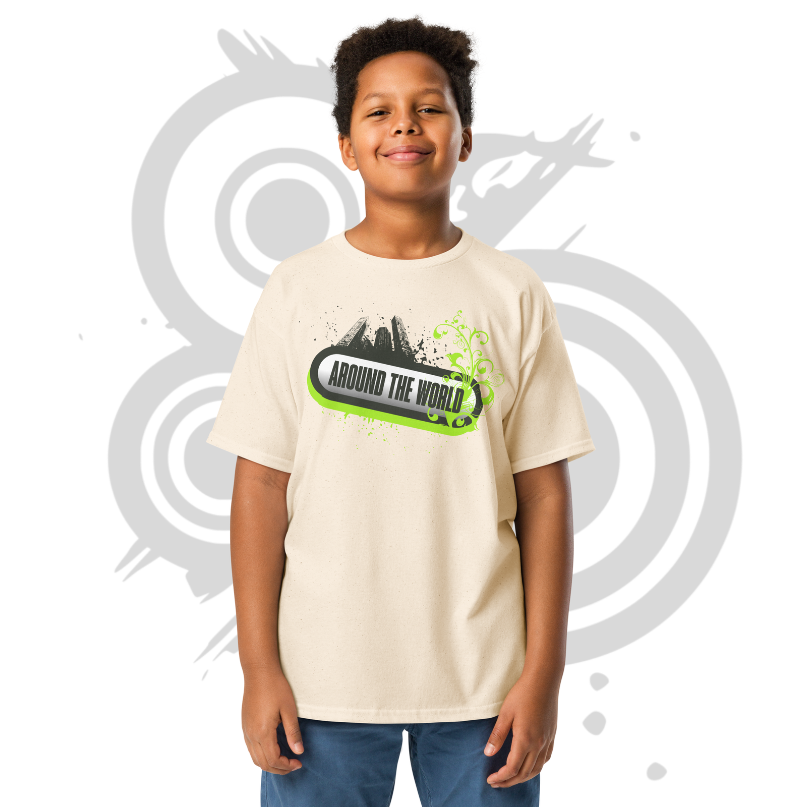 Youth Classic Tee – Bold Frutiger Metro Graffiti Style 2010s Urban Skyline Design – Image 3