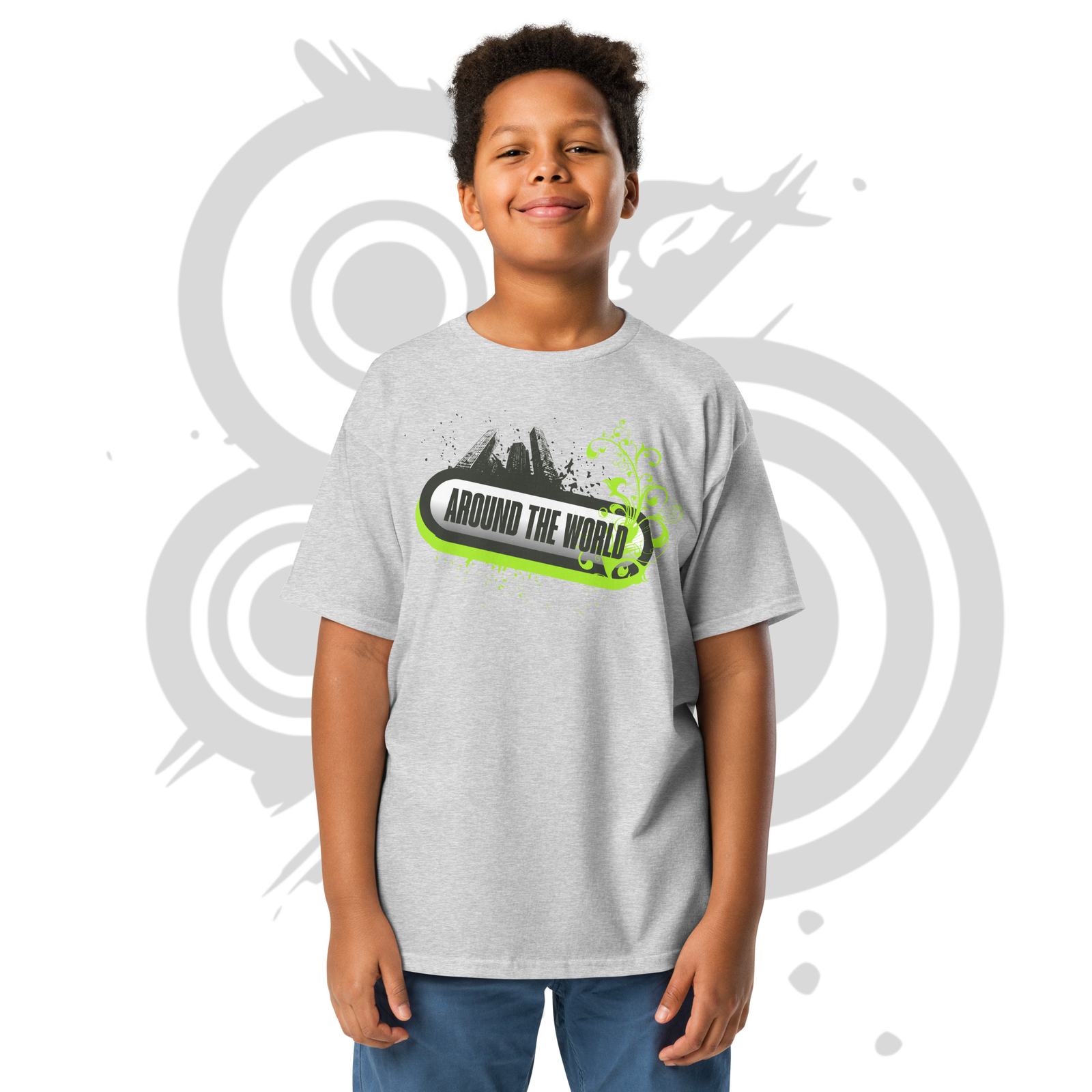 Youth Classic Tee – Bold Frutiger Metro Graffiti Style 2010s Urban Skyline Design – Image 6