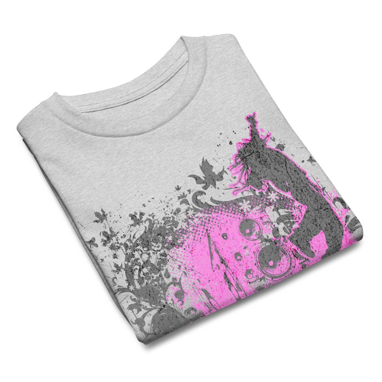 Youth Classic Tee - Y2K Boombox Dance Pink and Gray Ornament Graphic – Image 7