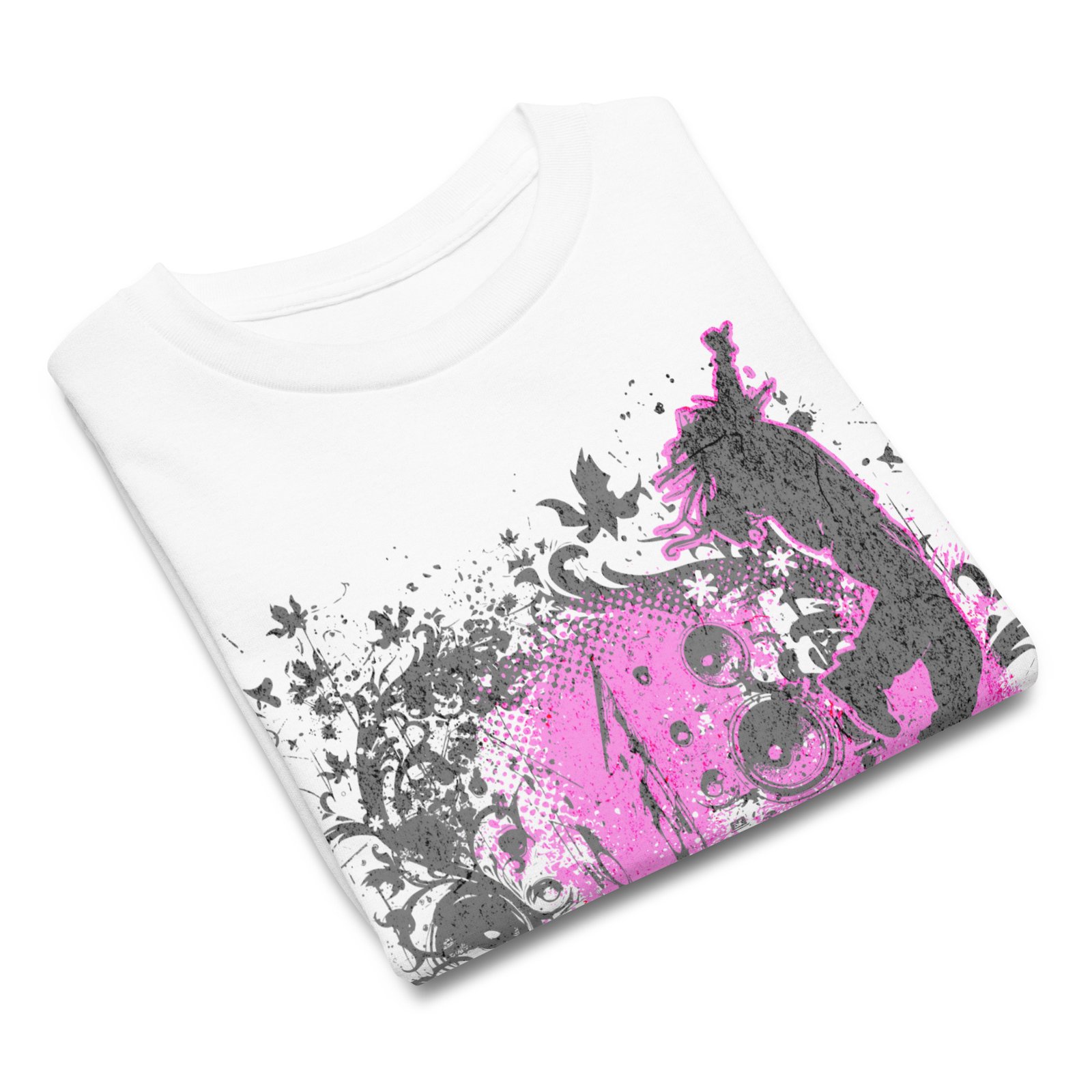 Youth Classic Tee - Y2K Boombox Dance Pink and Gray Ornament Graphic – Image 8