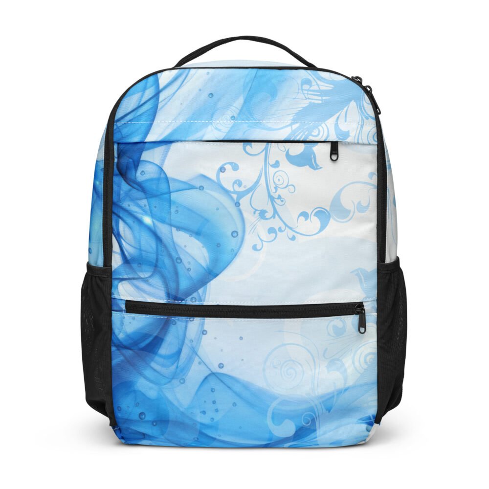 Utility Backpack - Blue Abstract Feminine Backpack – Vector Garden & Frutiger Aero Aesthetic