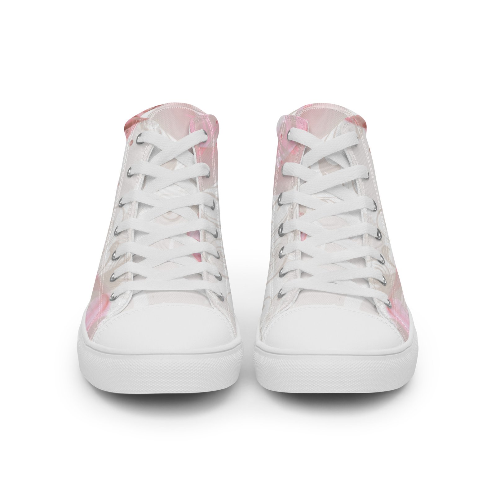 Women's high-top canvas sneakers with abstract pink pattern, high-top shoes, larger sizes EU 42 EU 43 EU 44 45.5, women's shoe size 10 11 12 – Image 3